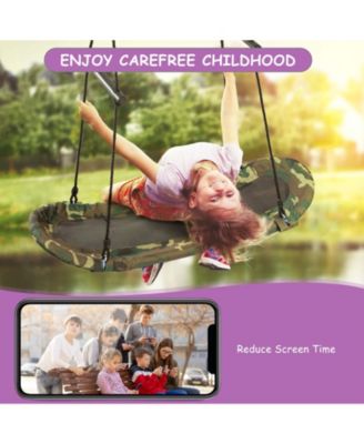 Saucer Tree Swing Surf Kids Outdoor Adjustable Oval Platform Set with Handle