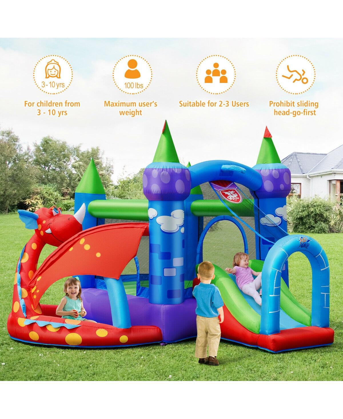 Kids Inflatable Bounce House Dragon Jumping Slide Bouncer Castle