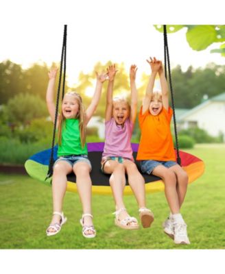 40-Inch Flying Saucer Tree Swing Outdoor Play Set with Adjustable Ropes Gift for Kids