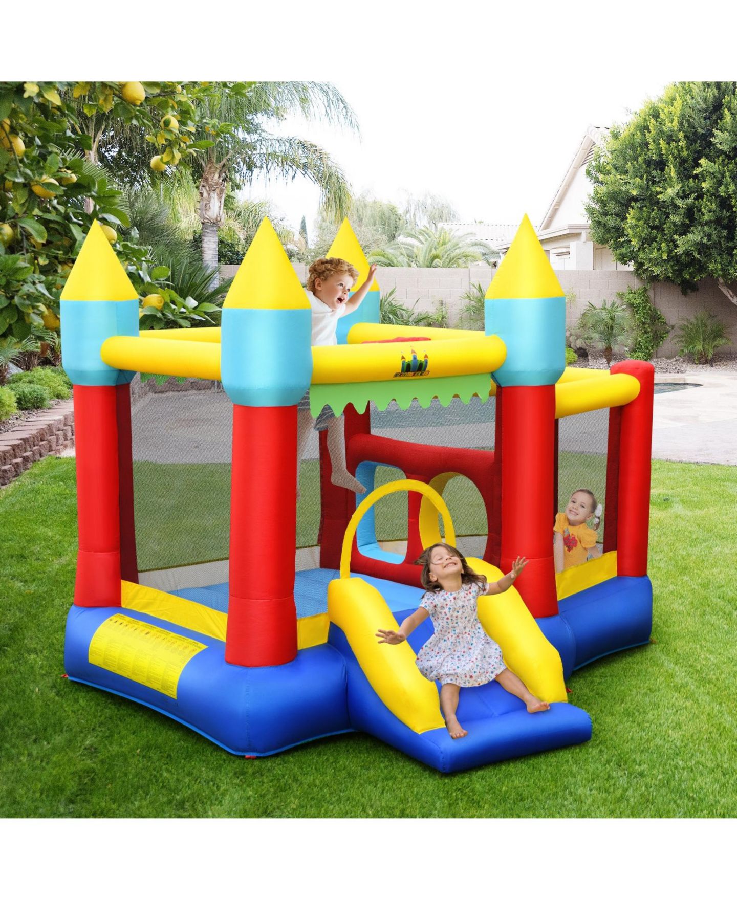 Детская игрушка Mecale Inflatable Bouncer with Slide and Basketball Hoop, 118.5"L x 112"W x 100"H, Oxford Fabric, Accommodates up to 3 Kids, Ages 3+, цвет: Красный — фото 8