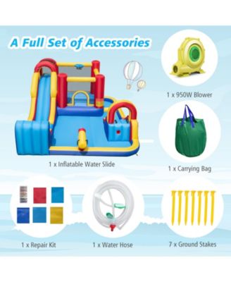 7 in 1 Outdoor Inflatable Bounce House with Water Slides and Splash Pools without Blower