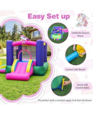 6-in-1 Bouncy Castle Inflatable Bounce House with Slide and Ball Pit with 480W Blower