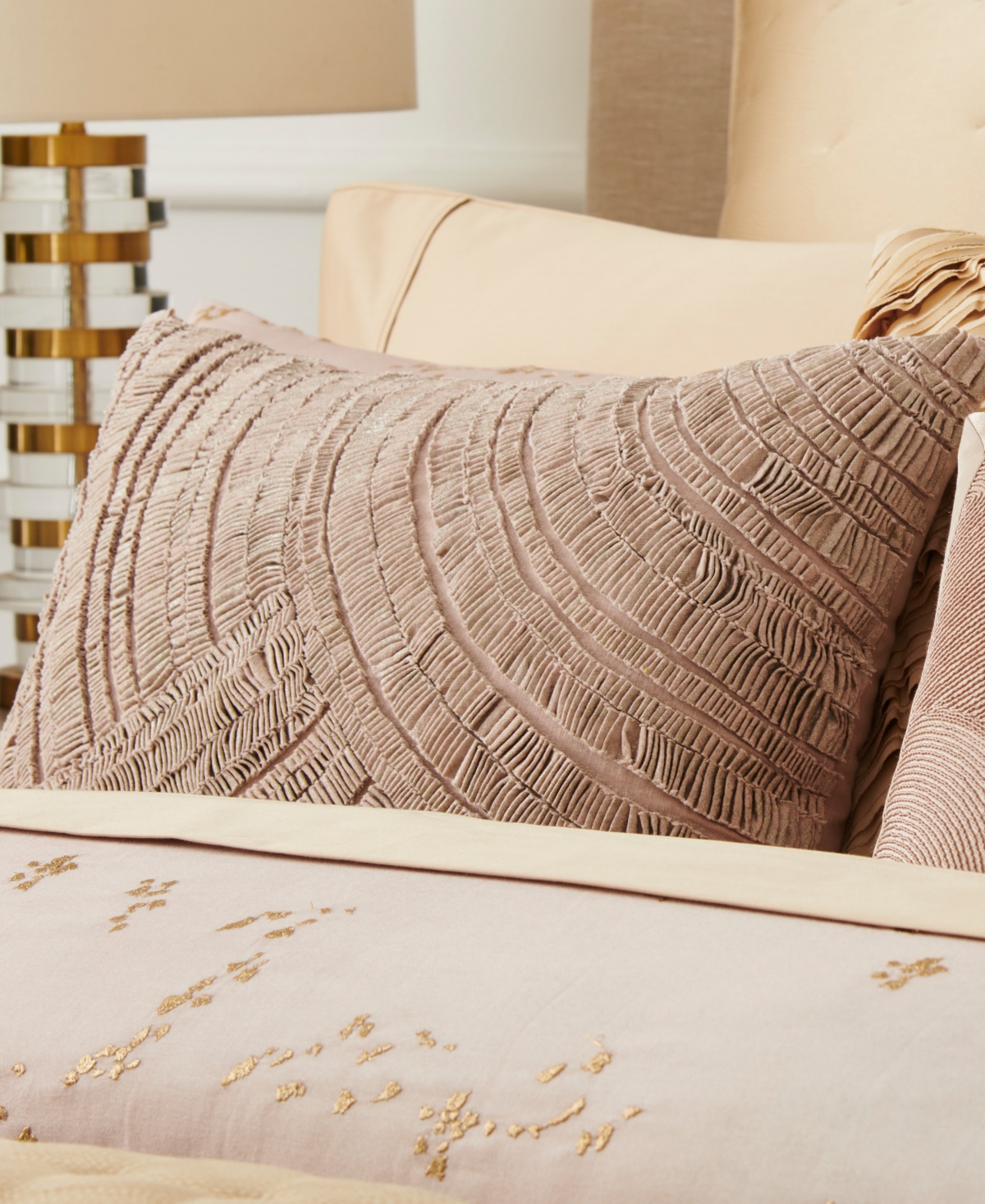 Donna Karan Home Foil Printed And Textured Decorative Pillow, 16" X 20"