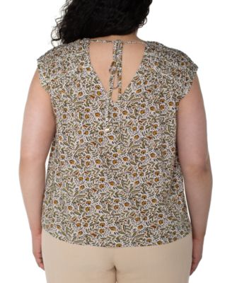 Plus Size Short-Sleeve Tie-Back Top