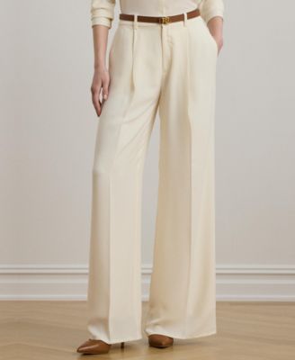 Women's Double-Faced Georgette Wide-Leg Pants, Regular & Petite