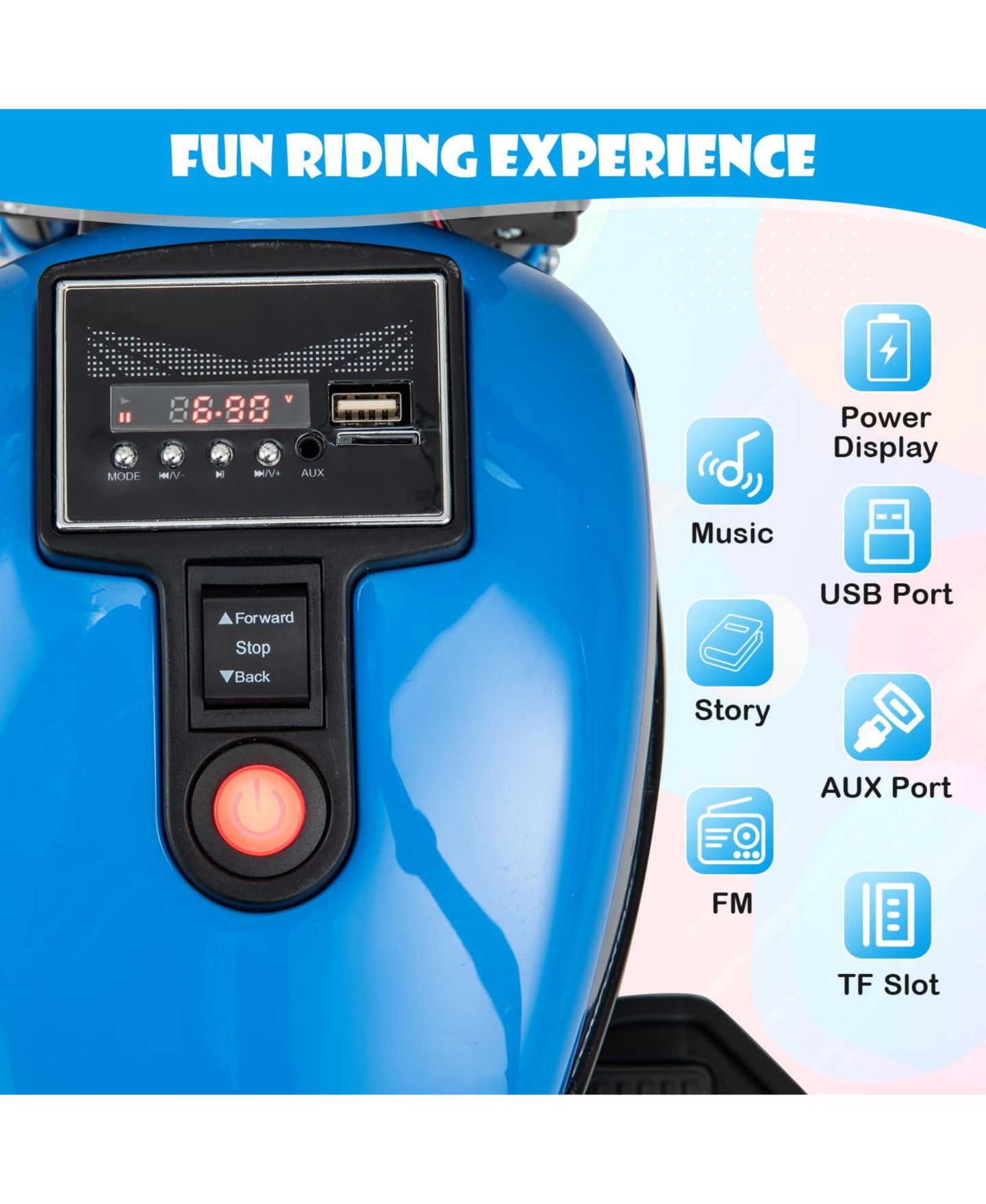 Детская игрушка Mecale Electric Motorcycle with Training Wheels, Ages 3-7, цвет: Синий — фото 6