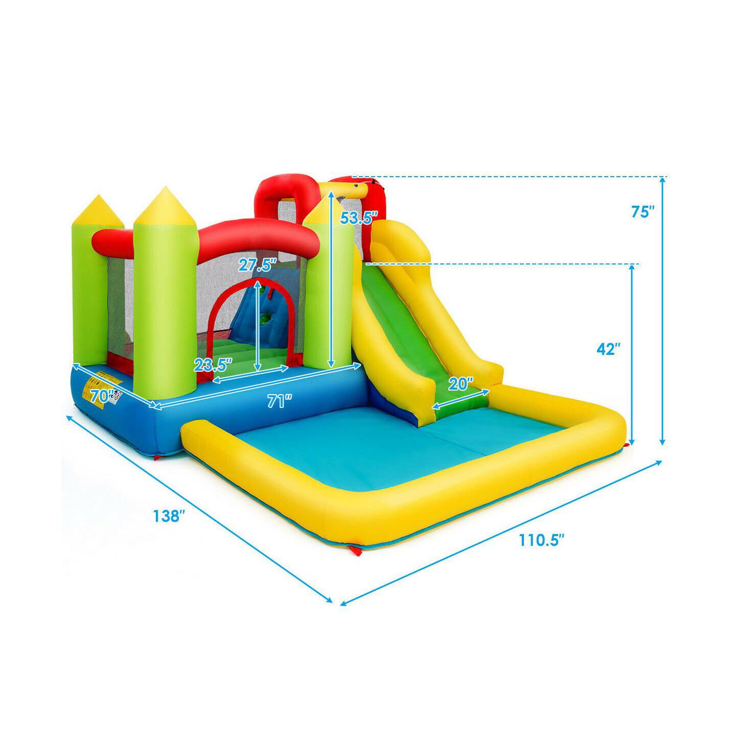 Детская игрушка Mecale Inflatable Bounce House with 480W Blower, Climbing Wall & Splash Pool, Ages 3-10, цвет: Жёлтый — фото 3