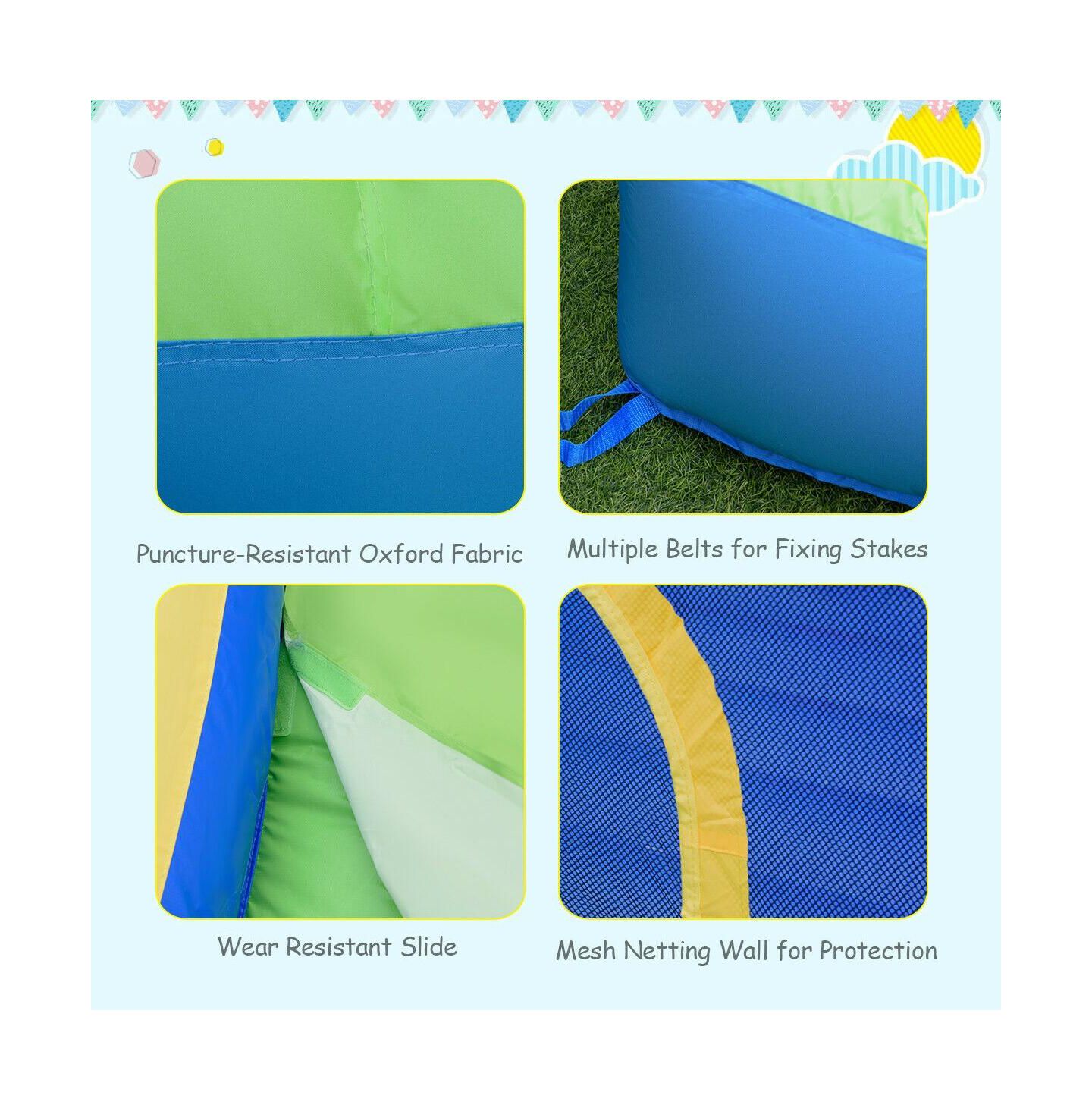 Детская игрушка Mecale Bounce House Castle 9-in-1 Inflatable with Water Slide, Accommodates 4 Kids, Ages 3-10, цвет: Зелёный — фото 8
