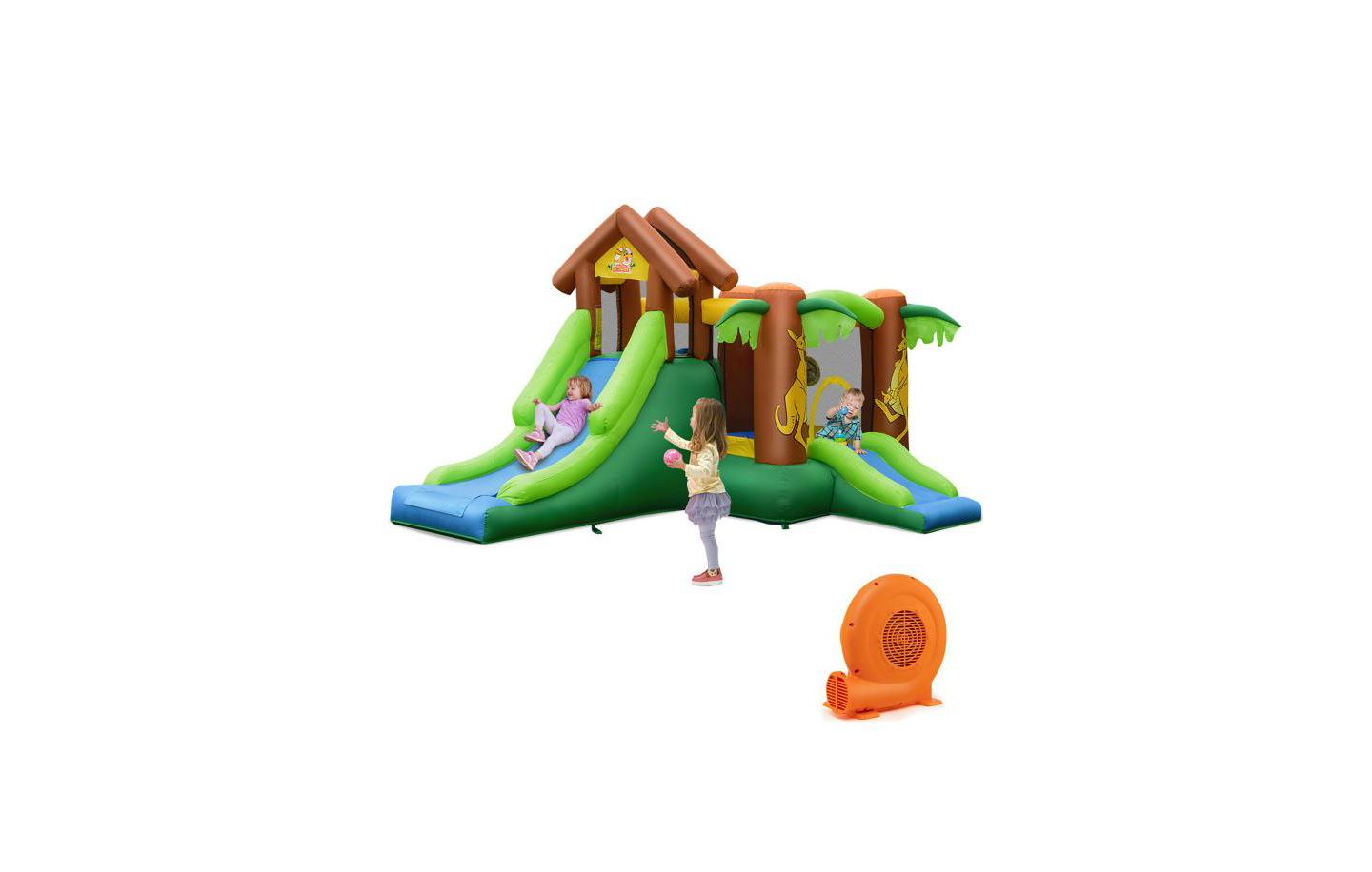 Детская игрушка Mecale Jungle Castle 5-in-1 Bounce House, Accommodates 5 Kids, Ages 3-10, цвет: Зелёный — фото 4