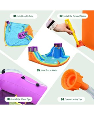 6-in-1 Inflatable Dual Water Slide Bounce House Without Blower