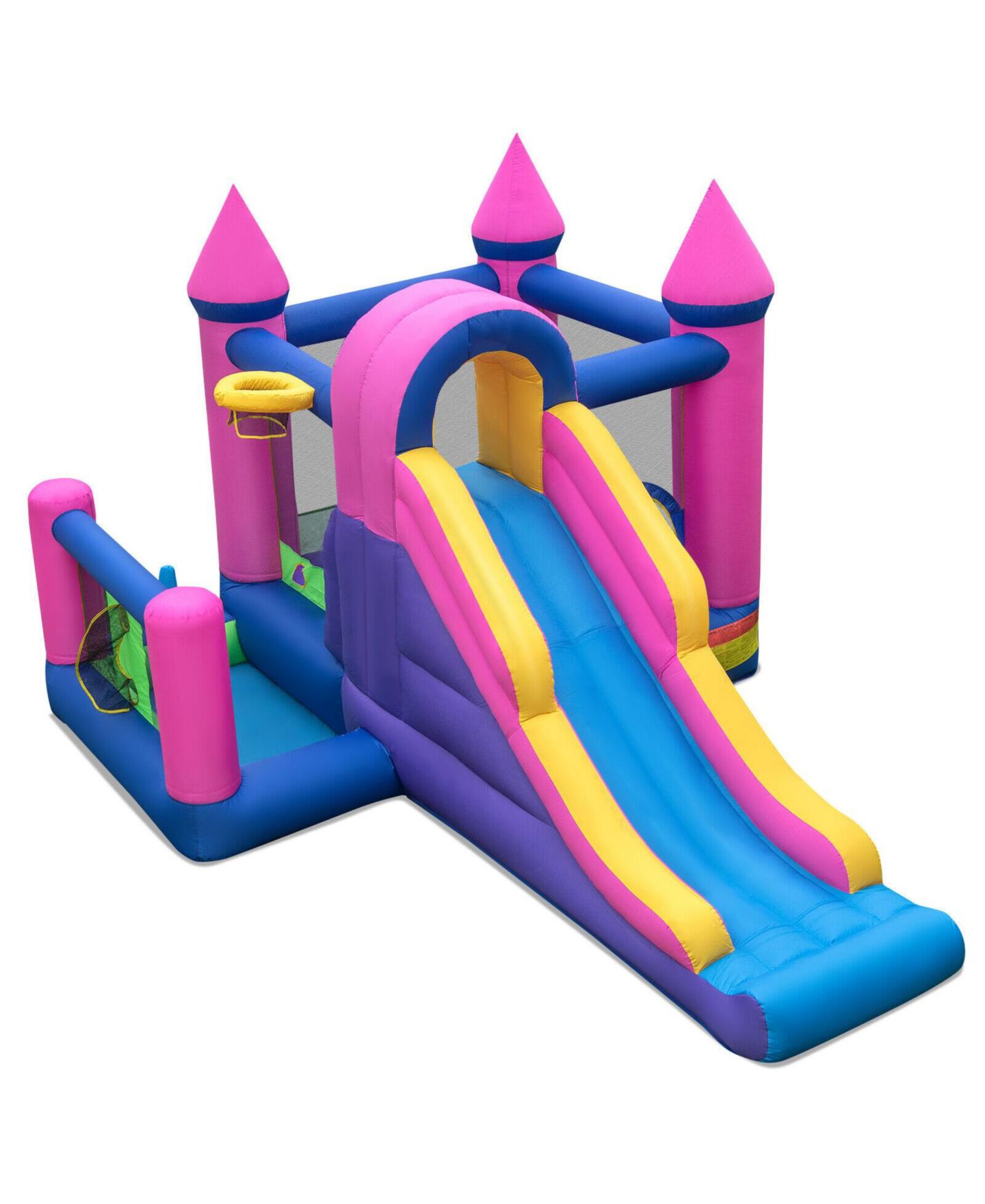 Детская игрушка Mecale 7-in-1 Inflatable Bounce House with Long Slide, 11' x 10', Accommodates 3 Kids, Ages 3-10, цвет: Фиолетовый — фото 1