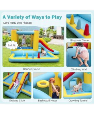 Inflatable Bounce House 7-in-1 Bouncy Castle with Slide and Tunnel with 550W Blower