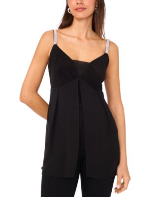 MSK Women's Rhinestone-Strap Overlay Tunic Top - Macy's