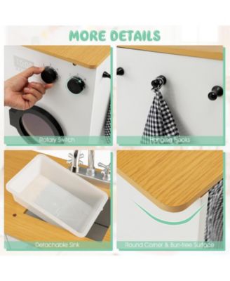 2-Pieces Wooden Kids Kitchen Playset with Light and Sound