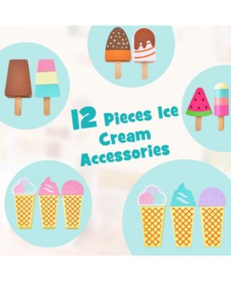 Kids Ice Cream Cart Playset with Display Rack and Accessories