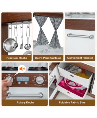 Wooden Corner Play Kitchen with Water Circulation System and Lights