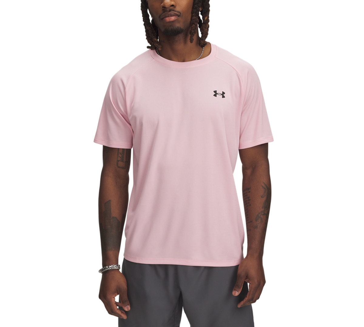 Men's Ua Tech Textured Performance T-Shirt - Prime Pink / / Black