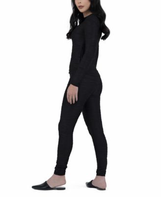Women's Long-Sleeve Black Sculpting Knit Top