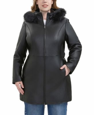 Plus Size Greta Leather Parka Coat