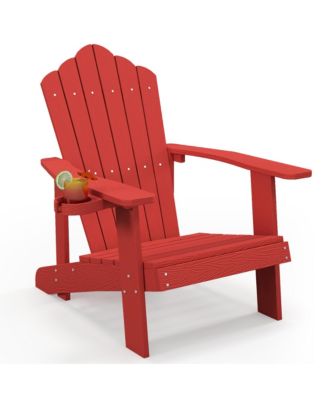 HIPS Outdoor Weather Resistant Slatted Adirondack Chair with Cup Holder