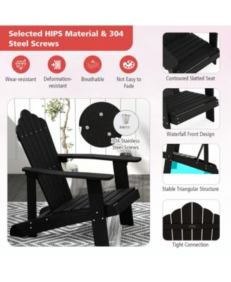 Patio HIPS Outdoor Weather Resistant Slatted Chair Adirondack Chair w/ Cup Holder