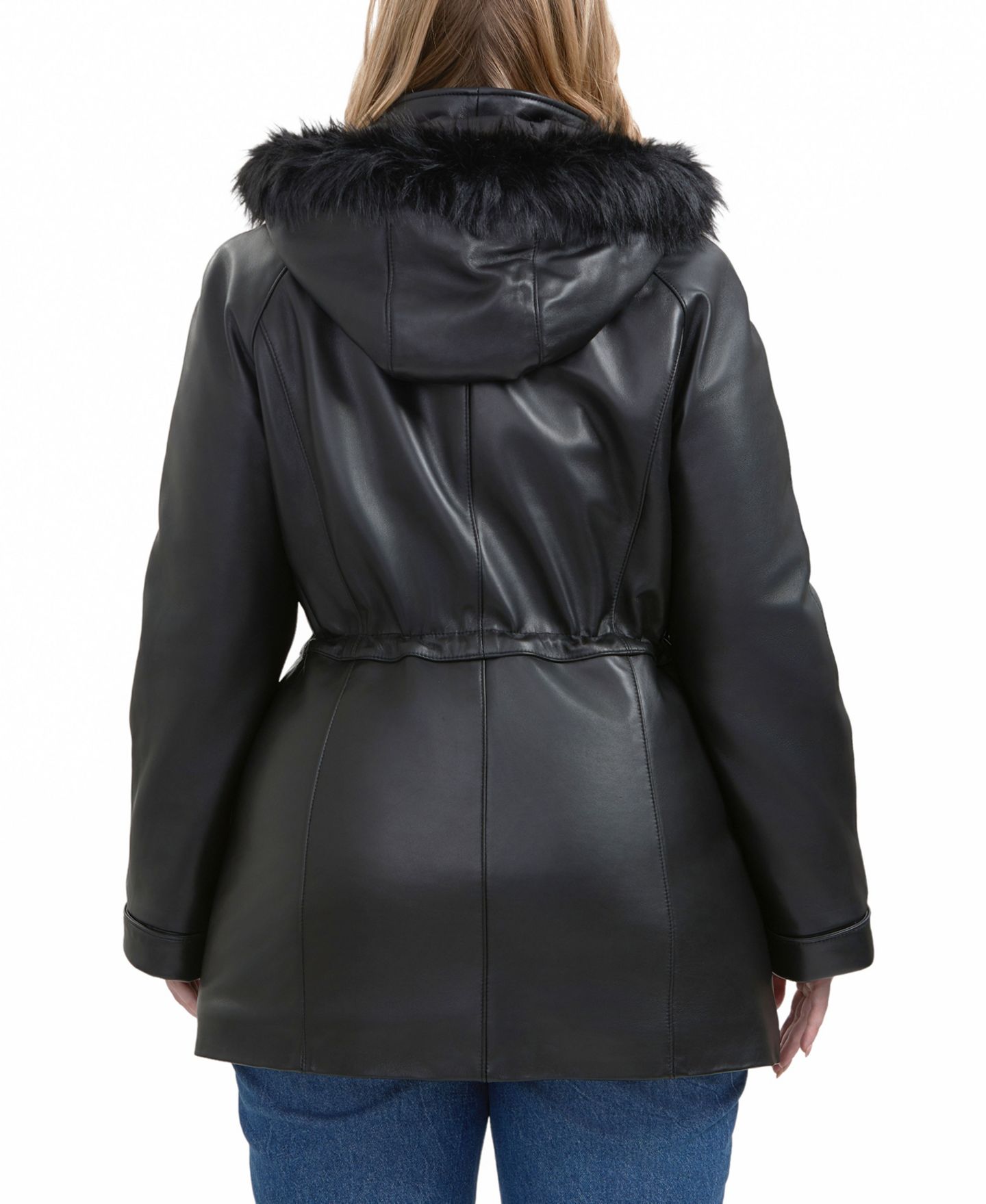Женская куртка BGSD Plus Size Uzima Leather Hooded Parka, цвет: Чёрный — фото 7
