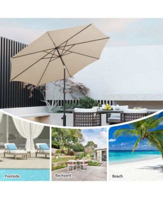 10FT Solar Patio Umbrella 112 LED Lighted Umbrella Outdoor Table Market Umbrella