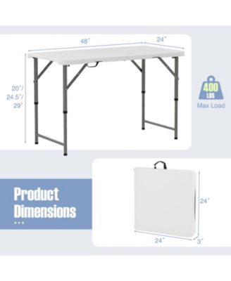 4 Feet Portable Camping Table with HDPE Tabletop and Metal Legs