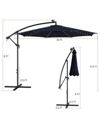 10 FT Offset Patio Umbrella Solar Powered Cantilever Umbrella w/ 112 LED Lights