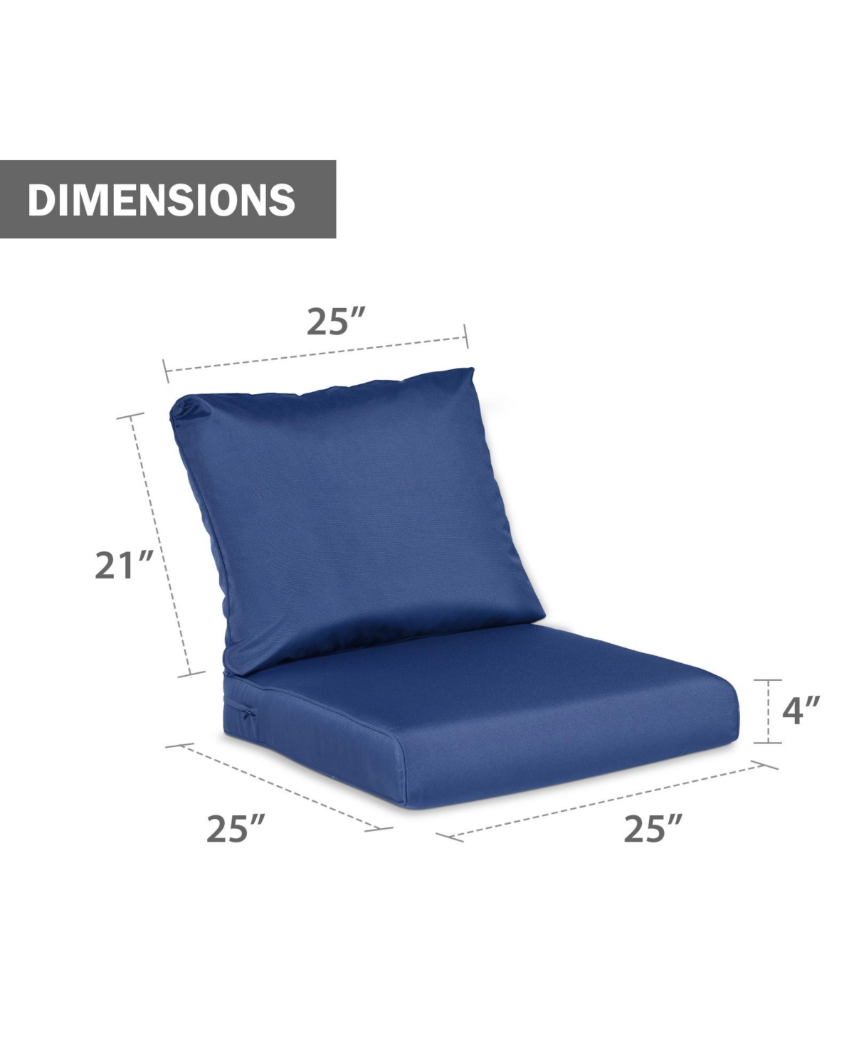 Aoodor Outdoor Chair Cushions Set of 2, 25"x25", Water Resistant Deep Seat with Handle & Adjustable Straps.