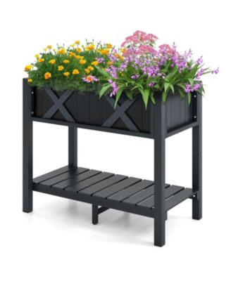HIPS Raised Garden Bed Poly Wood Elevated Planter Box-Black
