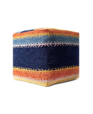 18" Multicolored Polyester Blend Ottoman