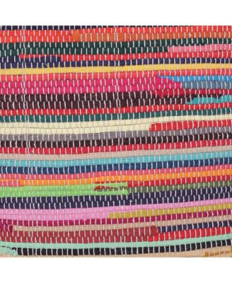 Cotton Cube Striped Pouf Ottoman for Living Room and Bedroom