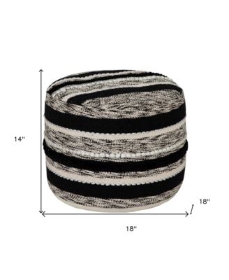 Cotton Pouf Ottoman for Living Room Seating and Decorative Accent