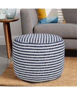 Upholstered Cotton Ottoman for Bedroom Accent and Lounge Seating