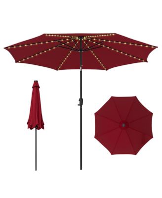 10FT Solar Patio Umbrella 112 LED Lighted Umbrella Outdoor Table Market Umbrella