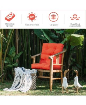 Tufted Patio High Back Chair Cushion with Non-Slip String Ties