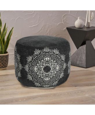 18" Black 100% Cotton Ottoman