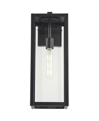 Titan Modern Outdoor Wall Light Fixtures Set of 2 Mystic Black Rectangular Frame 20" Clear Glass for Post Exterior Barn