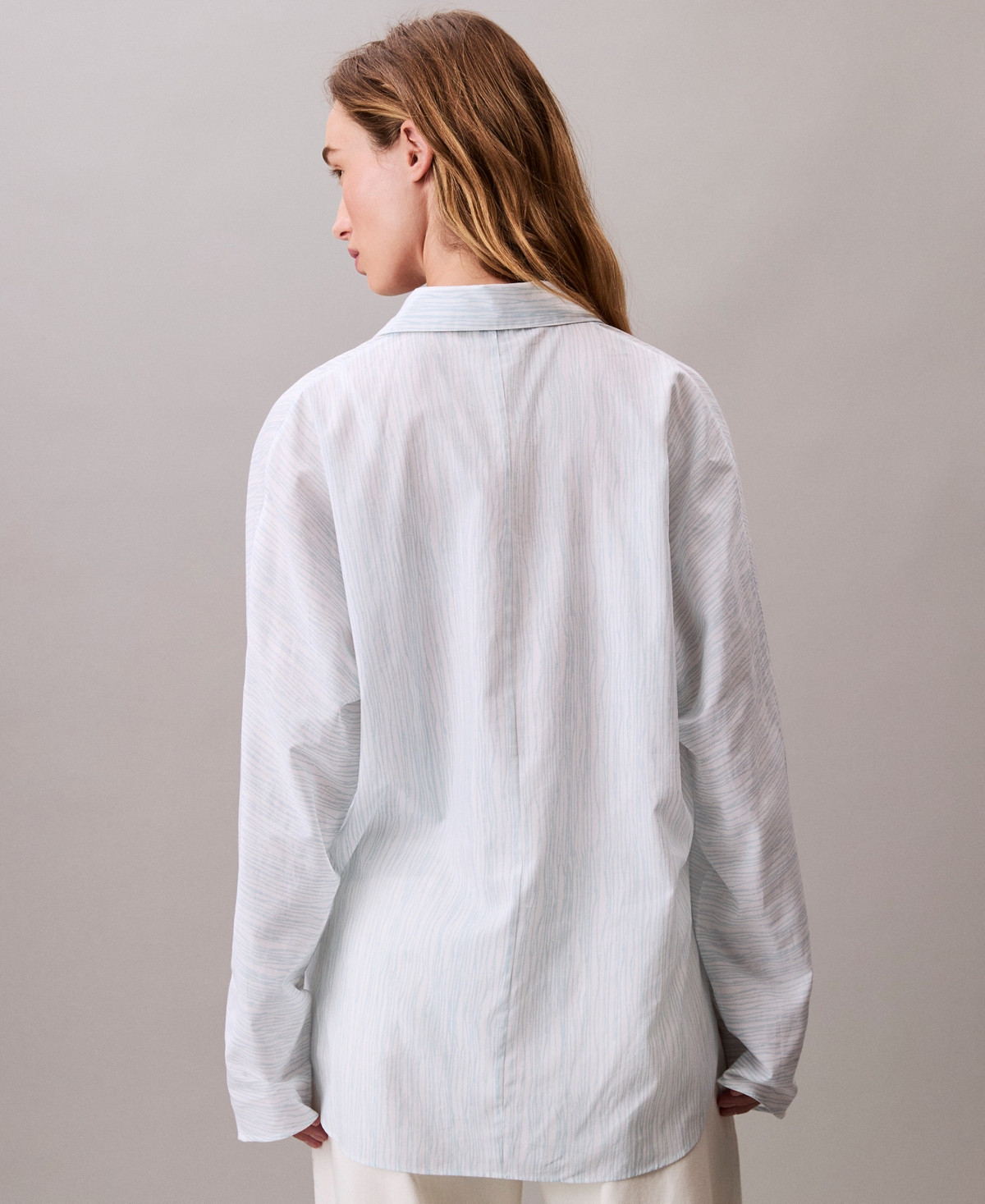 Calvin Klein Women's Stripe Dolman Sleeve Relaxed Button-down Shirt In Blue