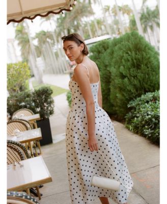 Women's Strappy Polka Dot Midi Dress