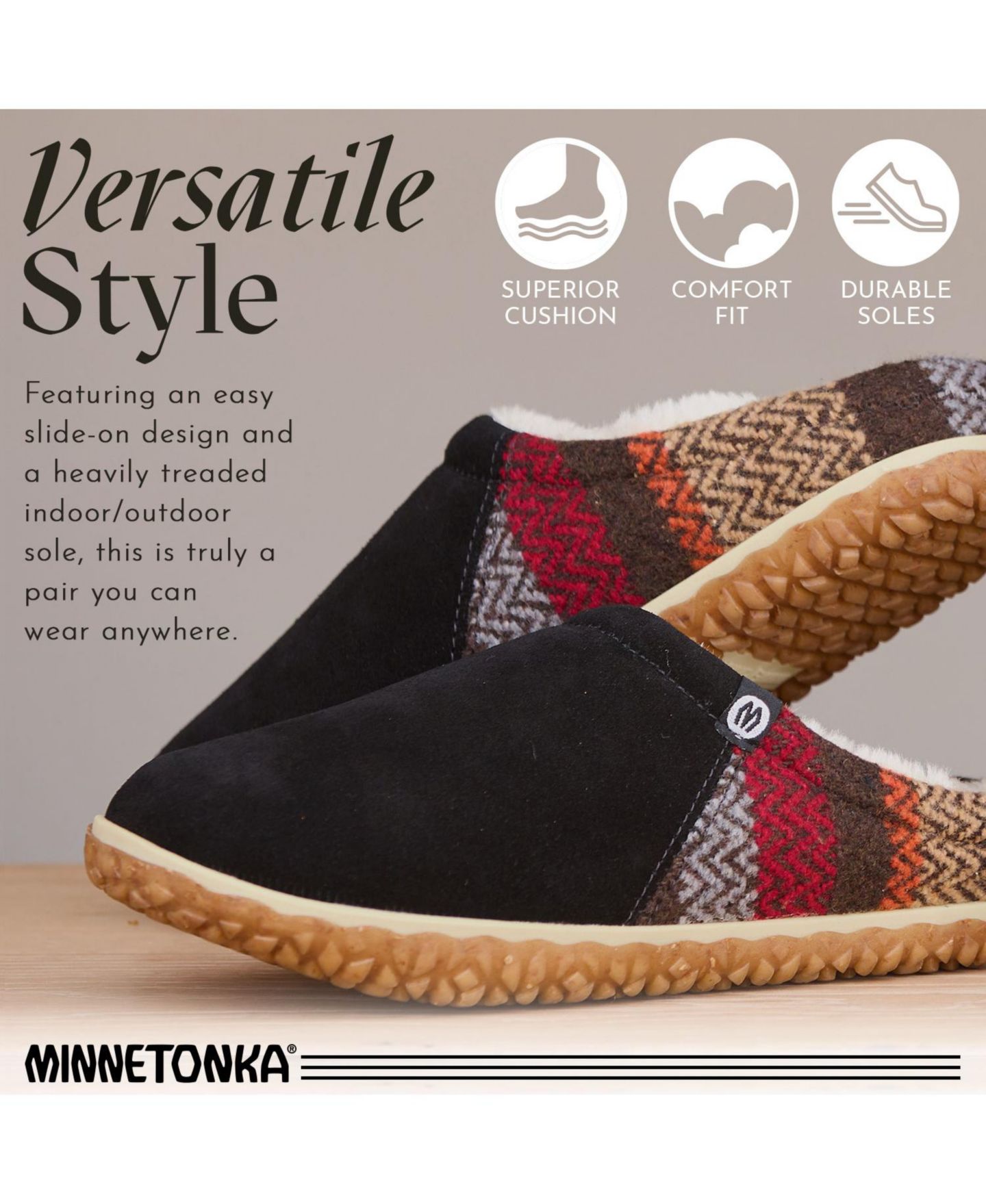 Женские сабо Minnetonka Tahoe Slipper, цвет: Чёрный разноцветный — фото 4