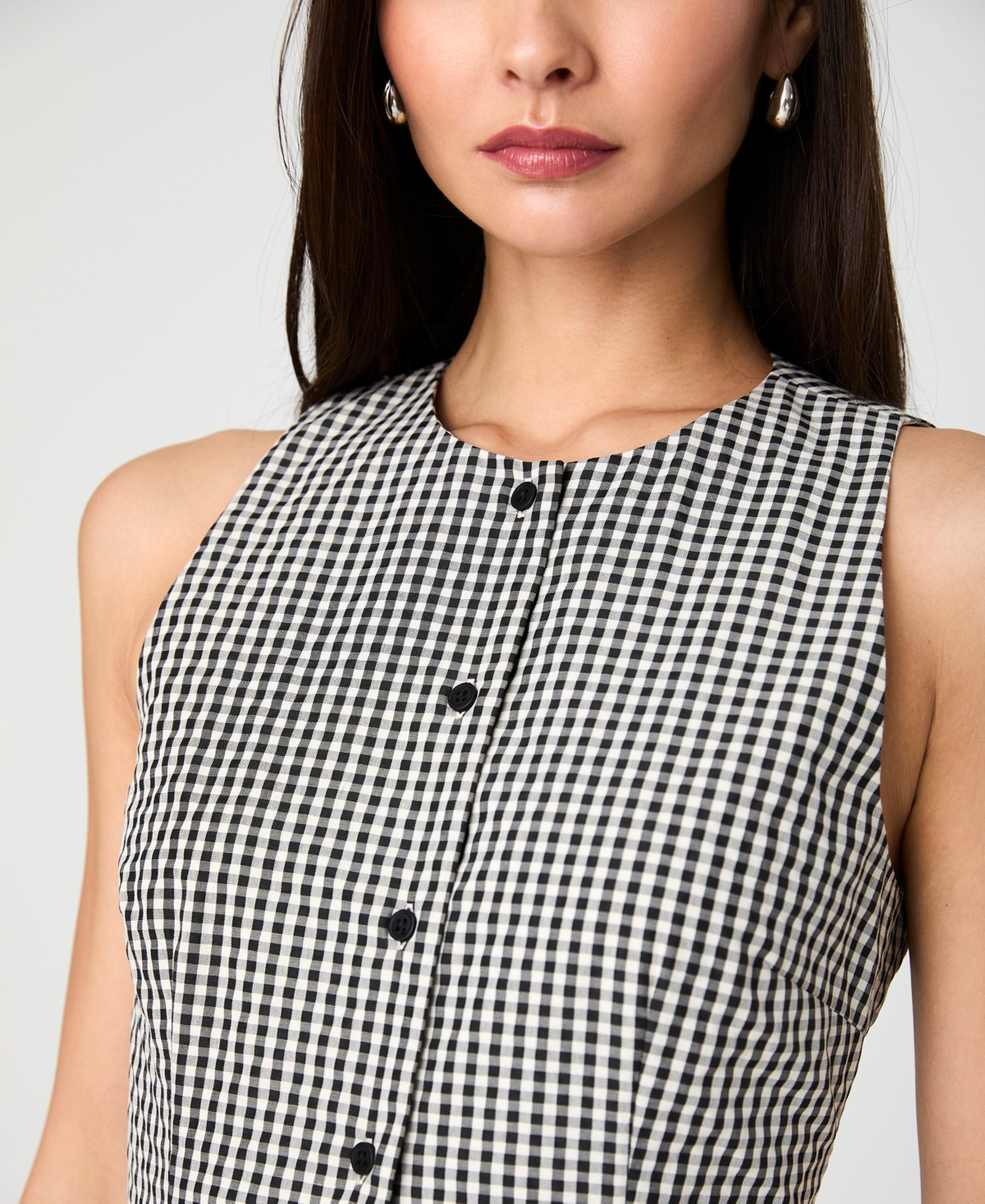 French Connection Gingham Sleeveless Cotton Minidress