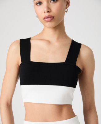 Women's Sleeveless Bodycon Colorblock Knit Top