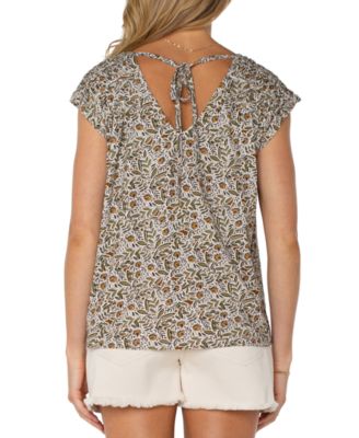 Petite Printed Tie-Back Dolman-Sleeve Top