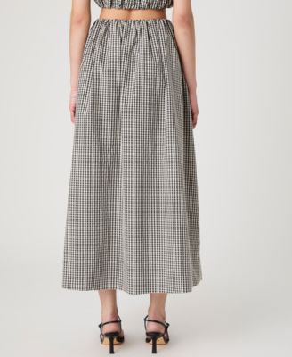 Women's Pull-On Gingham Midi Skirt