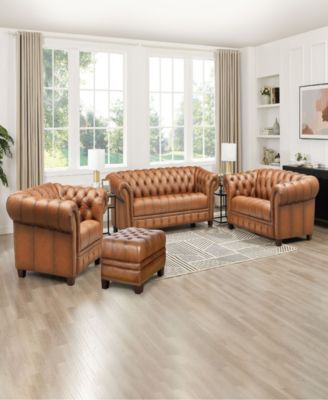 York 89" Top Grain Leather Sofa