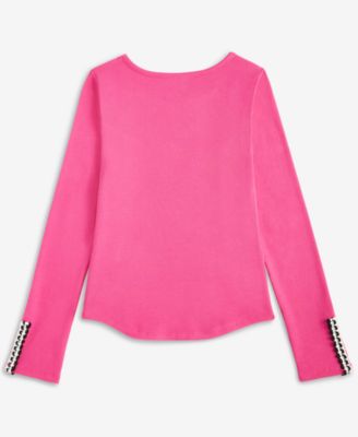 Big Girls Crochet-Trim Rib-Knit Top