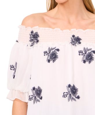 Women's Printed Puff-Sleeve Off-The-Shoulder Blouse