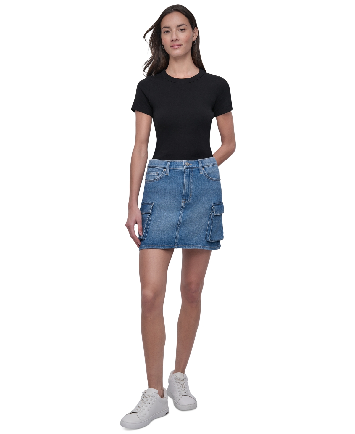 Dkny Jeans Women's Denim Cargo Mini Skirt